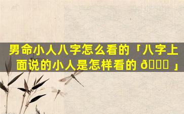 男命小人八字怎么看的「八字上面说的小人是怎样看的 🐘 」